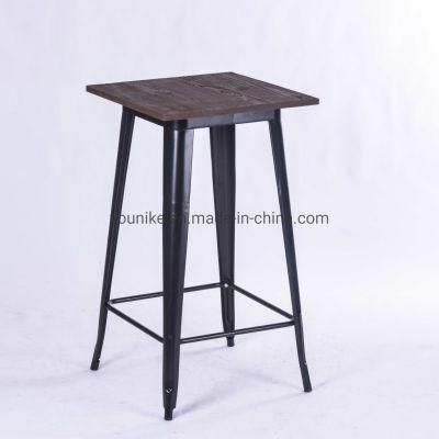Metal Bar Table with Wood Top Vintage Indoor and Outdoor Restaurant