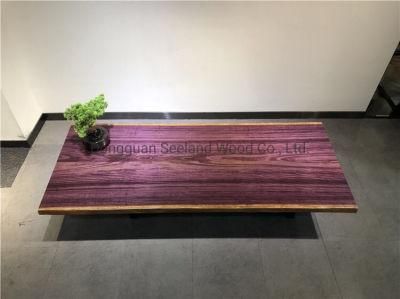 Purple Heart Live Edge Slab with Wax Finish for Reading Table Top