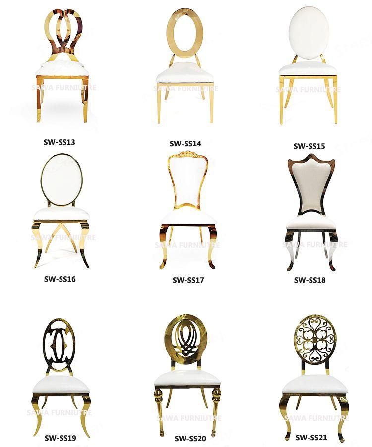 Stacked Gold Stainless Steel Dining Chair Banquet Wedding Chair