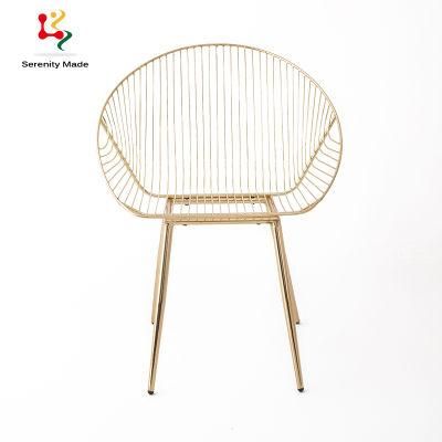 Modern Galvanized Wire Gold Frame Outdoor Dining Chair