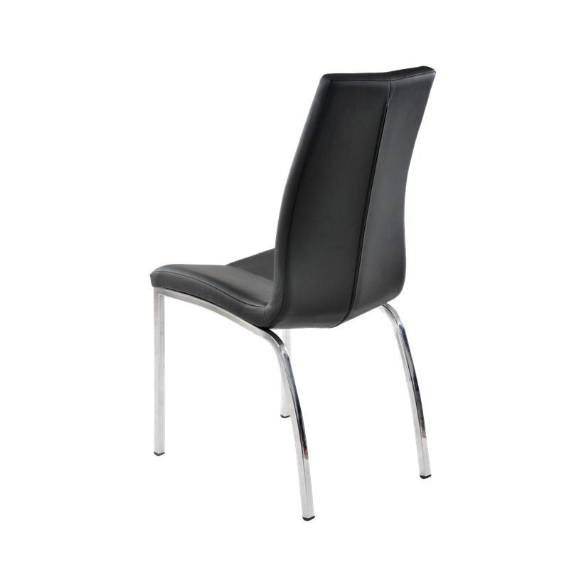 Hotel Modern Metal Black Legs White Fabric Dining Chair for Restaurant