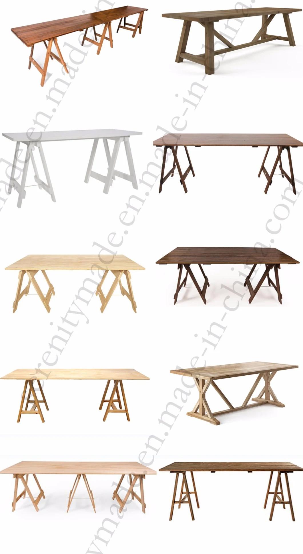 Rustic Style Wooden Trestle Dining Table for Restaurant Use