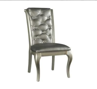 Luxury High Back Wooden Chair Design Tufted Button Dining Chair