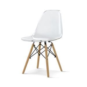 Nordic Transparent Seat Wooden Legs Dining Living Room Chair
