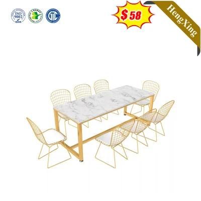 Stainless Steel Wooden Rose Gold Wedding Rectangle Dining Table Chair Dining Room Furniture Sets
