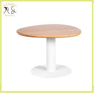 European Style latest Design White Metal Table Base Walnut Wooden Coffee Table