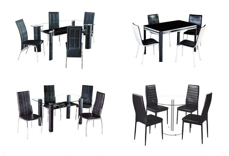 2021 Hot Selling Style Dining Room Furniture Glass Table Top 4 Chair Dining Table Sets.