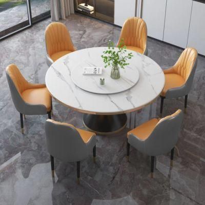 Home Furniture Simple Design Banquet Double Marble Top Metal Round Dining Table