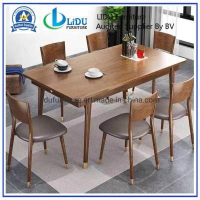 Home Furniture Black Long Square Dining Table with 6 Chairs Set