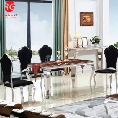 UK Style Dining Table with 6 Chairs Marble Dining Table Set