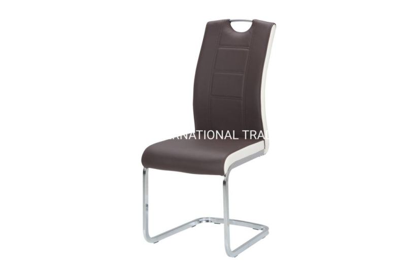 High Quality Home Furniture Stable Chrome Leg PU Dining Chair for Dining Room