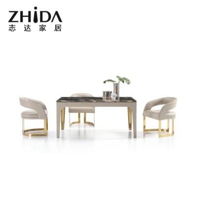 Good Price Italian Leather Upholstery Dining Table Customized Different Marble Options Dinner Tables