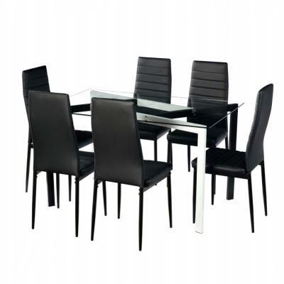 Modern Furniture White Black Glass Dining Room Table