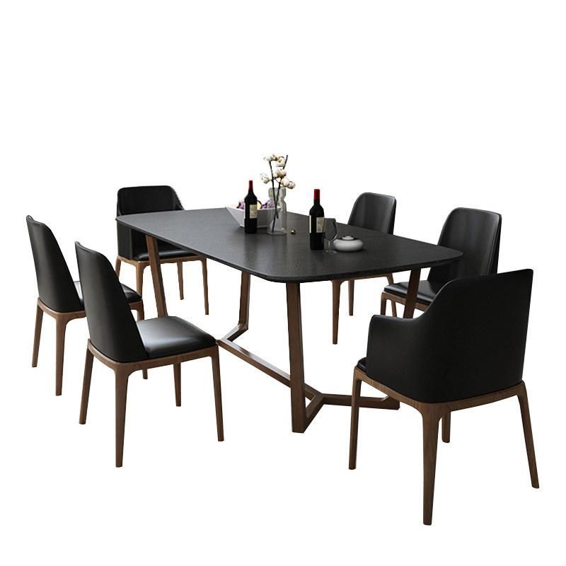 Modern Leisure Wooden Rivet Hairpin Industrial Fixed Dining Table Black