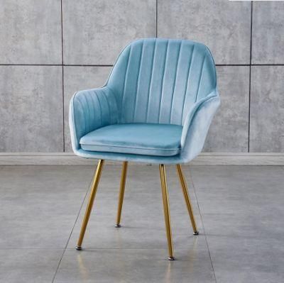 Nordic Velvet Modern Luxury Dining Chairs with Metal Legs