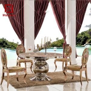 Round Stainless Steel Dining Wedding Table with Marble Top