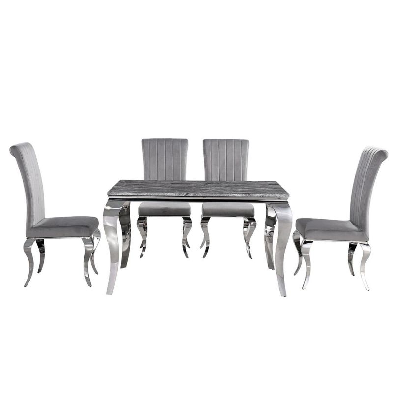 Cheap Factory Price Luxury Dining Room Stainless Steel Dining Table Furniture Set