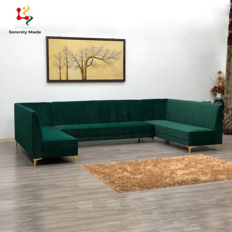 Modern Green Velvet Restaurant Sofa Dining Booth Seating