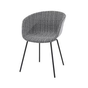 Modern Design PP Backrest Fabric Cushion Cup Seat Black Lacquered Leg Dining Chair