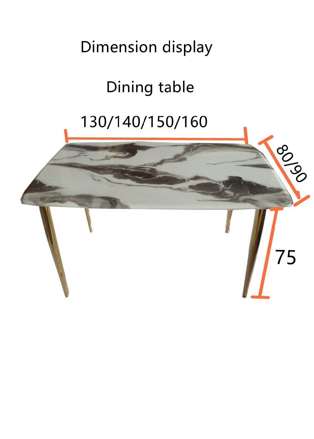 Scandinavian Light Luxury Small Apartment Dining Table with Gold Legs