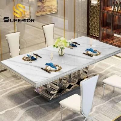 Modern Unique Large Dining Room Restaurant Table with Marble Top
