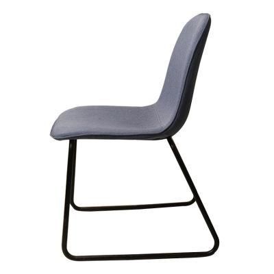 Luxury Design Restaurant Modern Fabric Dinning Blue Dining Velvet Chairs with Iron Legs