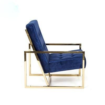Modern Luxury Backing Stainless Steel Frame Arm Accent Chair Velvet Metal Legs Dining Chair for Restaurant