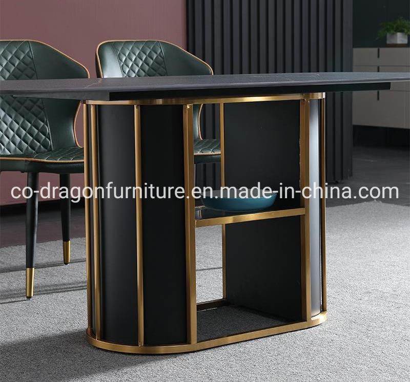 Modern Home Furniture Two Layers Dining Table with Marble Top