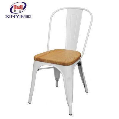 Antique Industrial Wood Seat Style Iron Restaurant Metal Dining Chair Furniture Metal Chair