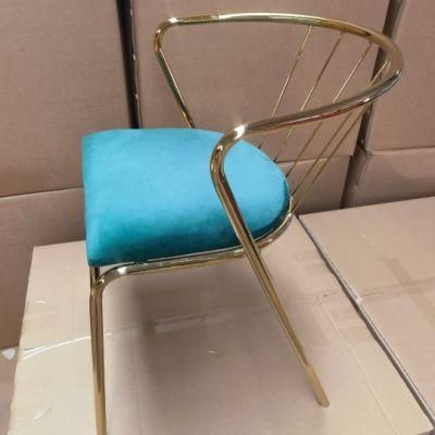 Chinese Factory Modern European Style Dining Chair Velvet Dining Chairs with Stainless Steel Leg for Single Use