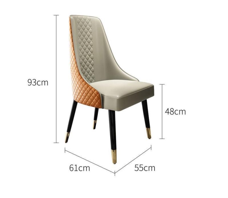 Leisure Hotel Restaurant Living Room Furniture PU Leather Upholstered Armrest Dining Chairs