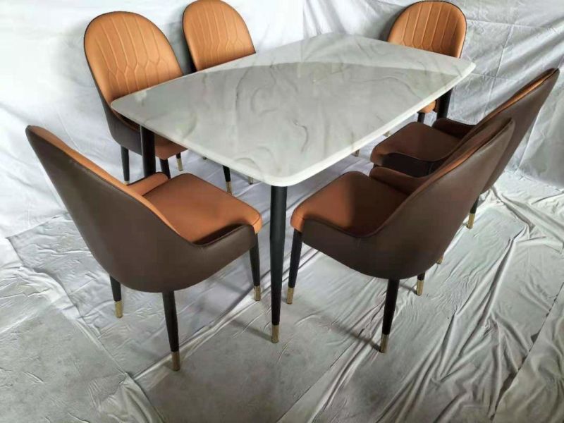 Latest Design Minimalism Marble Top Dining Table with Chairs