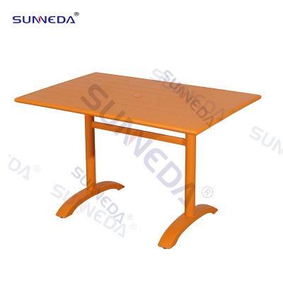 Hotel Garden Outdoor Color Aluminum Alloy Wood Grain Dining Table and Chair Furniture Set