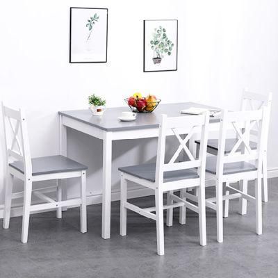 Solid Wood Household Home Furniture Pine Dining Table and Chairs