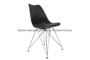 Black PP Plastic Dining Chair with Chrome Metal Legs