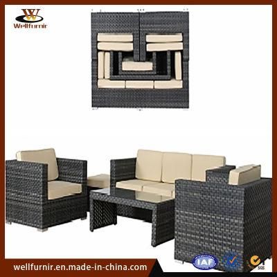 Hot Sale Garden Furniture Chair Table Set PE Rattan / Wicker Rectangle Dining Table Set (WF-120)