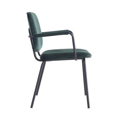 Wholesale Free Sample Living Room Leisure Metal Legs Velvet Fabric Cushion Seat Chair for Living Room