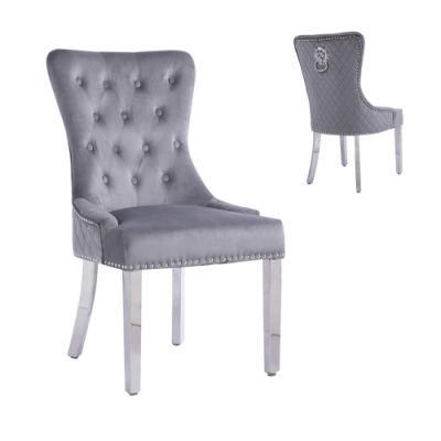 High Back Velvet Metal Dining Chair