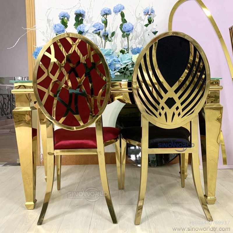 Luxury Hotel Restaurant Event Party Banquet Furniture Golden Metal Stainless Steel Wedding Chair