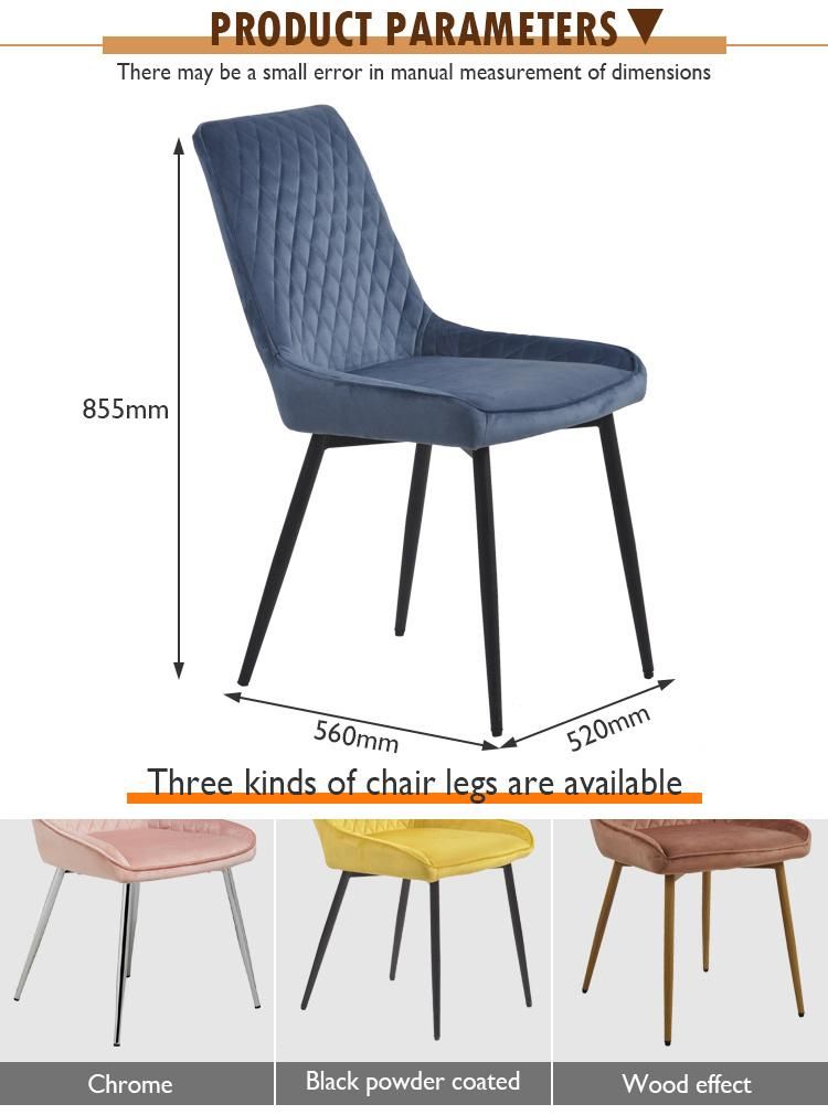 Modern Dining Room Furniture High Back Fabric Dining Chair with Metal Tube Leg