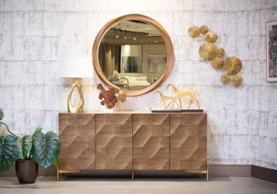 Hotel Indoor Dining Wooden Stainless Steel Walnut Sideboard