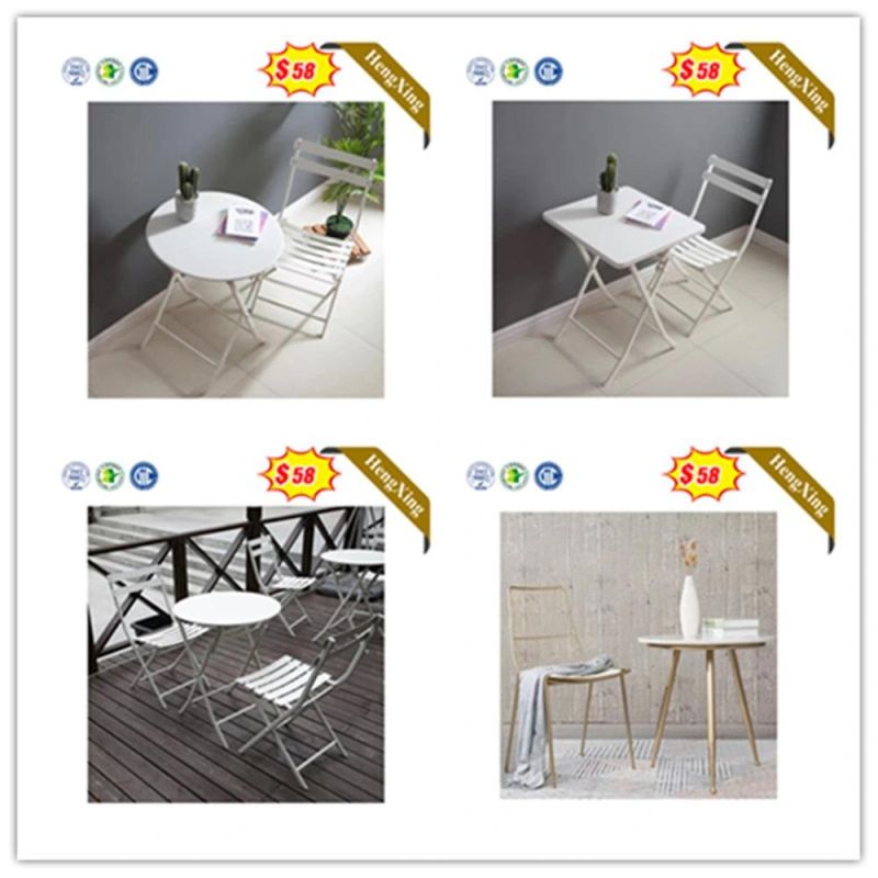 White Small Outdoor Leisure Metal Legs Dining Furniture Sets Table with Chair