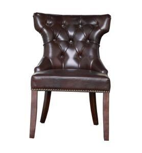 Wooden Furniture Upholstered Leather Fabric Tufted Back Dining Room Chair