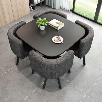 Modern Style Designs MDF Table Luxury Dining Room Furniture Glass Top Iron Legs Table and Chair Sets
