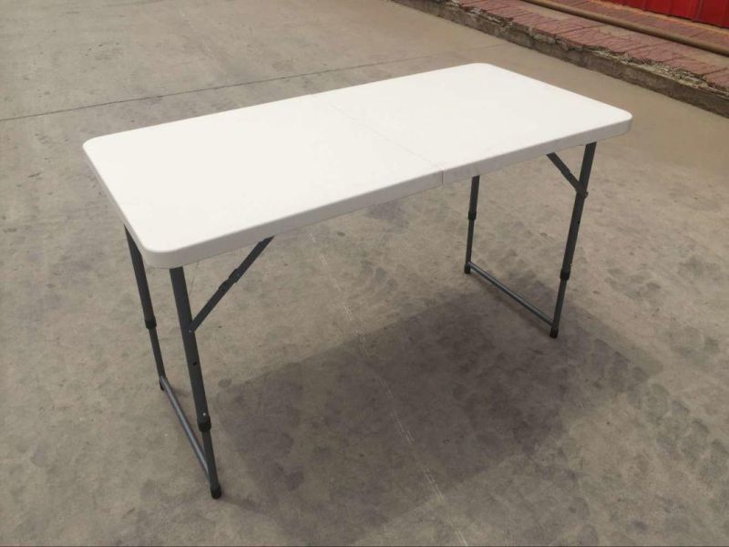 New EU Standard 4feet (48inch) Plastic Rectangle Foldable Cartering Table, Plastic Fold in Half Dining Table for Garden, Meeting, Event, Party, Wedding, School