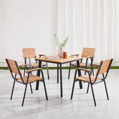 Balcony Hotel Modern Restaurant Patio 6 Seater Table with Aluminum Chairs Garden Dining Sets Outdoor Furniture Set