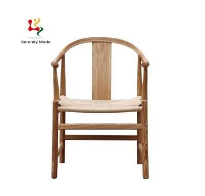 Ming Style Coffee Shop Furniture Wooden Dining Armchair of Woven Cushion