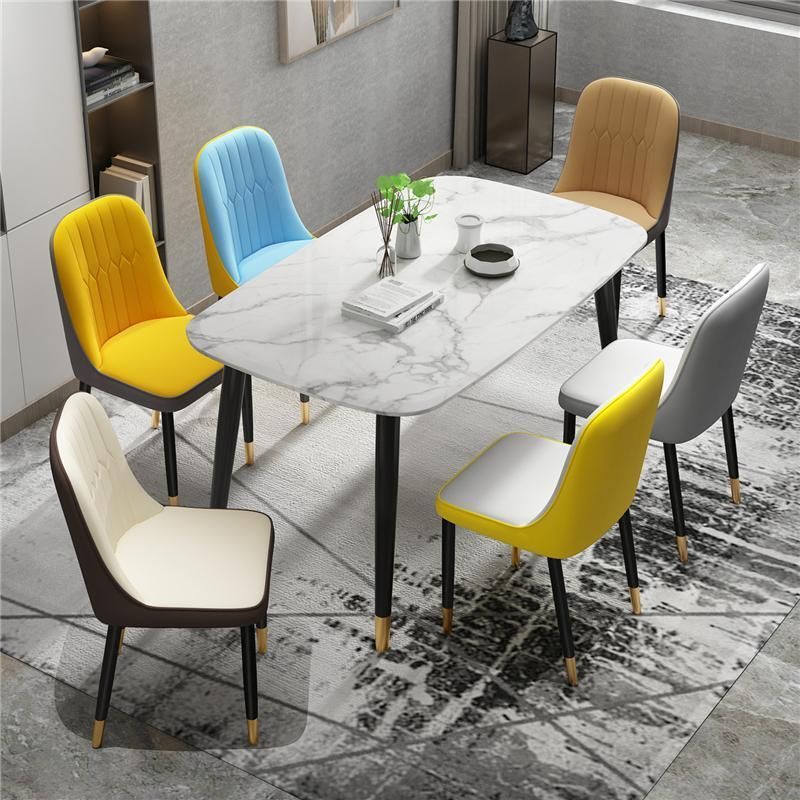 Hot Sale Classic Italian Metal Base Design Living Room Modern Dinner Furniture Leather Cushion Metal Dining Chair