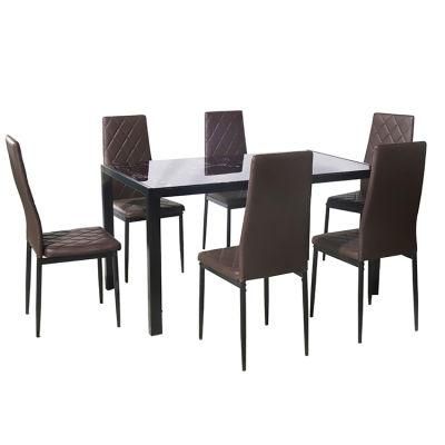 Europen Design Outdoor Modern Restaurant Arm Chairs Rectangular Glass Dining Table Set