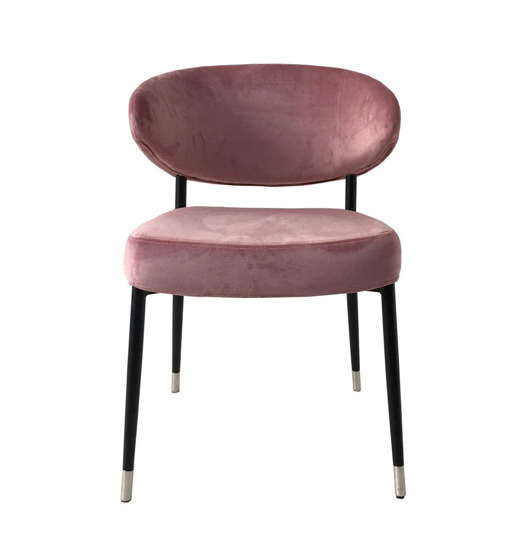Nordic Modern Single Leisure Upholstered Pink Velvet Fabric Living Room Hotel Lounge Chairs